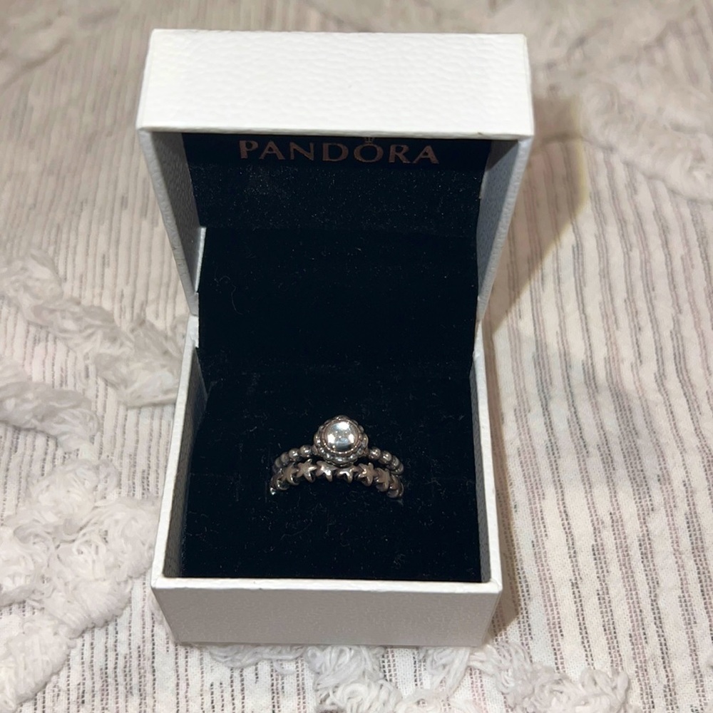 Pandora Clear Stone and Star Band Ring